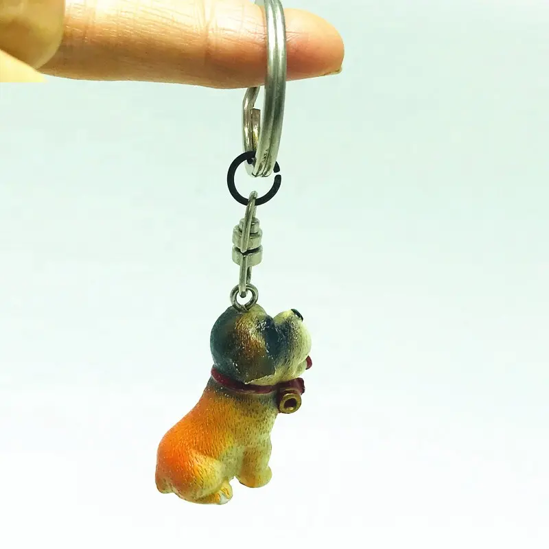 स्मारिका उपहार कुंजी अंगूठी थोक व्यक्तिगत 3D पशु मूर्ति कस्टम आकार का लोगो कुत्ते चाबी का गुच्छा