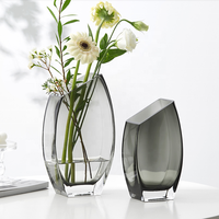 Vase en verre européen épais incliné couleur fumée décoration de la maison pour Arrangement de fleurs
