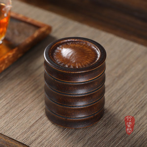 <b>Bamboo</b> Tea Canister Lacquered Wooden Lid Handmade Storage <b>Container</b> For Tea Gift Craft - Product Image 1