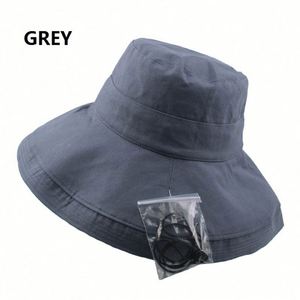 Wholesale Outdoor Summer Wide Brim Sun <b>Hat</b> Fashion Women Beach <b>Hat</b> Anti UV Spring Fall Summer Cotton Bucket <b>Hat</b> <b>for</b> Woman Lady - Product Image 2