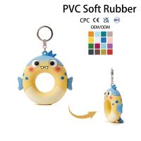 Porte-clés personnalisé coloré sans MOQ, certifié CPC CE EN71 UKCA, en PVC souple, figurine en vinyle ours pastèque