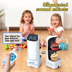 Robot de livraison télécommandé 2,4 GHz pour le service de repas, mini chariot de transport <span class=keywords><strong>RC</strong></span> avec lumières et sons - Product Image 4