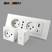 Prise murale intelligente BAOBEN EU - Charge rapide Type C, panneau d'interrupteurs modulaire blanc pour la maison/le bureau
