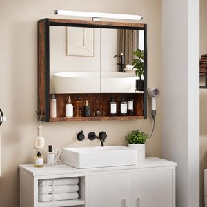ตู้แขวนผนังห้องน้ำ SENYU แบบปรับได้พร้อมชั้นวางด้านใน กระจก และไฟ LED - Product Image 2