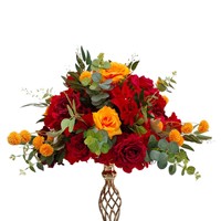 Décorations de table de mariage transfrontalières européennes modernes, boules de fleurs artificielles en soie 45 cm, cadre géométrique en T 60 cm