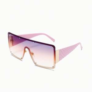 Lunettes de soleil carrées surdimensionnées à verres uniques UV400, personnalisables avec logo, tendance et très vendues pour femmes - Product Image 2