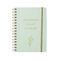 Carnet à spirale A5 en similicuir pastel imprimé floral avec élastique doré, logo personnalisé, 100 feuilles, impression CMJN, idéal pour un cadeau