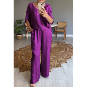 Traje Casual de Verano para <span class=keywords><strong>Mujer</strong></span>, Cuello en V, Color Sólido, Mercerizado - Product Image 6