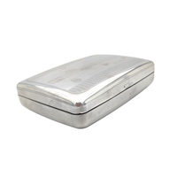 Étui à cigarettes vintage en métal argenté gravé, motif soleil et lune rétro, boîte à fumer en acier inoxydable, porte-cigarettes de poche