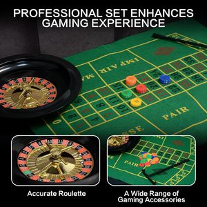 Ensemble de <span class=keywords><strong>jeu</strong></span> de casino Roue de <span class=keywords><strong>roulette</strong></span> de 10 pouces <span class=keywords><strong>Tapis</strong></span> de table de <span class=keywords><strong>jeu</strong></span> Texas Hold'em Balles de <span class=keywords><strong>roulette</strong></span> de 60 jetons Râteau Produit de machine à mélanger - Product Image 3