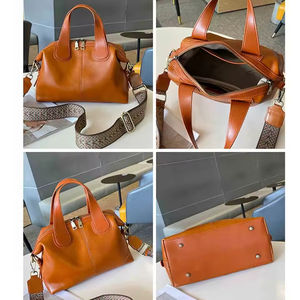 Bolsos Cruzados de Cuero Genuino Retro de Lujo 2025 para Mujer, Bolsos de Hombro Negros Sólidos Vintage con Cremallera, Estilo Casual - Product Image 6
