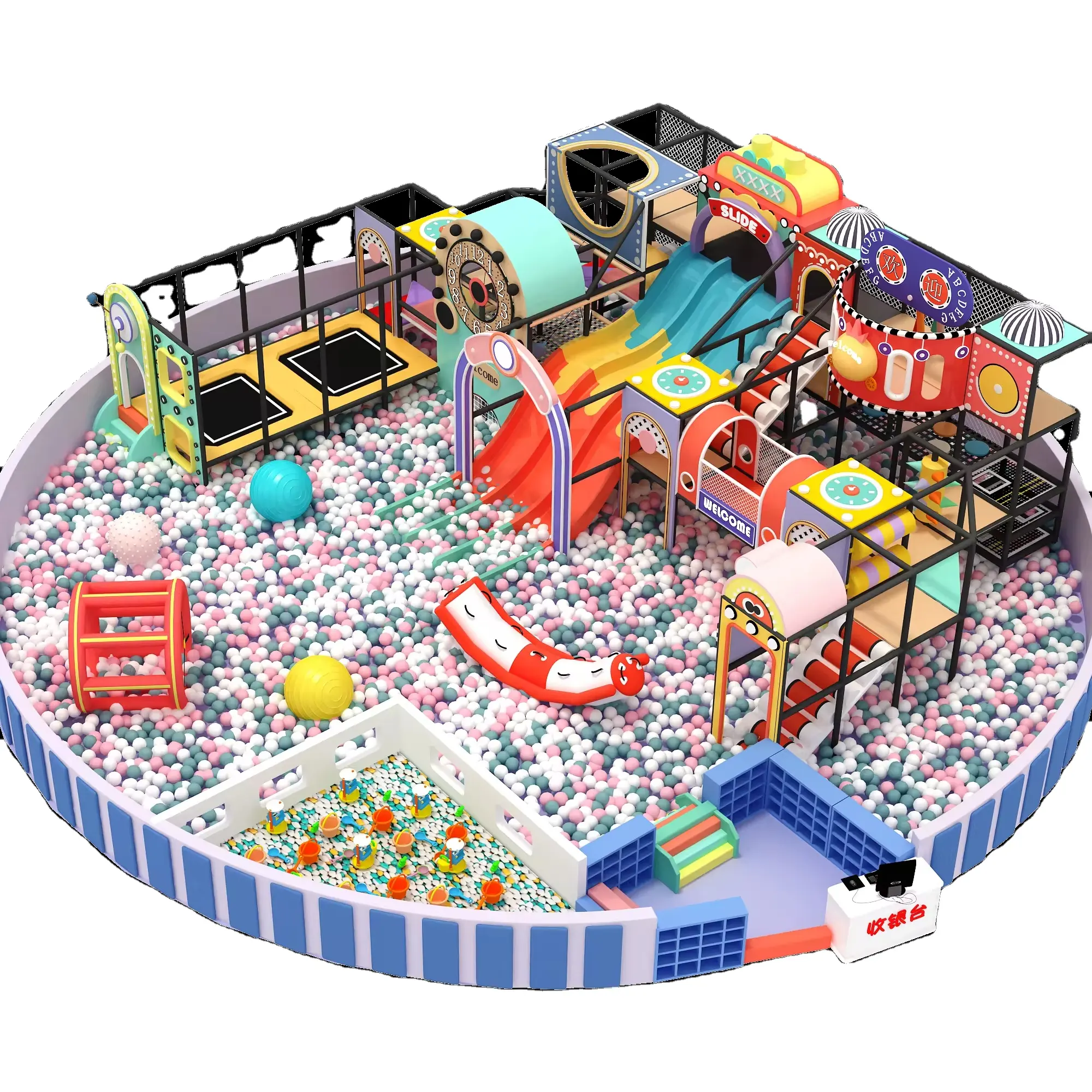 Aire de jeux pour enfants équipement de pose Softp intérieur parc d'attractions toboggans pour fosse à balles fabricant d'équipement