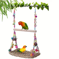 Balançoire double perroquet à chaîne colorée avec hamac en filet d'escalade, jouet éducatif pour oiseaux, toutes les couleurs