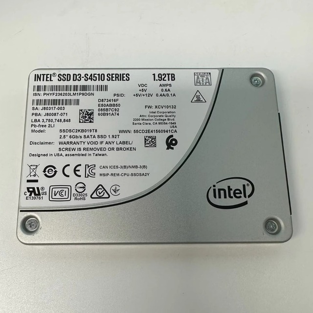 New Appearance IN-TE-L S4510 1.92TB 2.5 Inch SATA SSD SSDSC2KB019T8