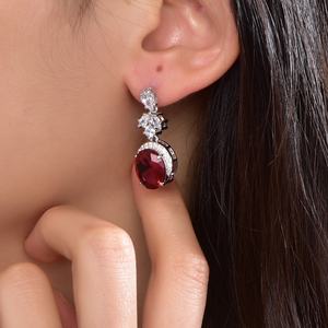 Pendientes de boda con circonita de Rubí, micro pavé, 5a, CZ, alta cantidad mínima, pendiente de Boda nupcial - Product Image 3