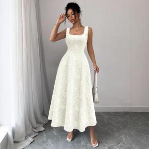 For Women's Summer Spaghetti Strap Party Daily <b>Elastic</b> <b>Waist</b> Breathable Splice Jacquard Floral Flared Hem Elegant Long Dress - Product Image 3