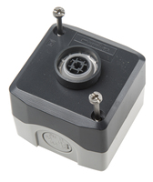 Boîtier de commande à bouton-poussoir électrique Xald112 à rappel par ressort, configuration SPST, bouton rouge, boîtier en polycarbonate, ouverture de 22 mm