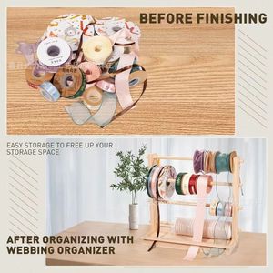 Estante de madera para cintas de 3 niveles, organizador de almacenamiento multifuncional para floristas y pastelerías - Product Image 5