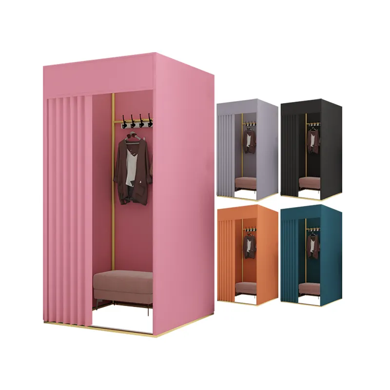 Aangepaste Roze Gordijnen Draagbare Paskamer Verplaatsbare Kleedkamer Detailhandel Kleding Kamer Voor Kledingwinkel
