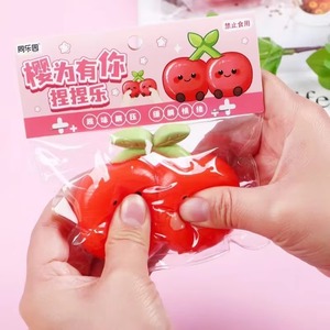 Jouet Squishy Cerise Rouge Kawaii - 6cm, Anti-stress Adhésif, Cadeau Créatif pour Enfants et Adultes, Vente en Gros de Squishies Fruits - Product Image 2