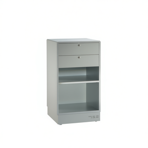 Modern Kitchen Cart Light Grey 50x46x90cm With 2 Drawers And <b>Open</b> Shelf Storage Unit - Product Image 2
