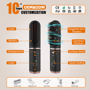 Mini <span class=keywords><strong>Cepillo</strong></span> Alisador de Cabello Inalámbrico, Recargable por USB, Portátil, con Iones Negativos de Plasma, Anti-Frizz, Herramienta de Peinado, Logotipo Personalizado - Product Image 3