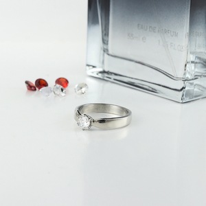 yunnique Stainless Steel <b>Ring</b> Claw <b>Set</b> Diamond Engagement <b>Ring</b> Unisex Fashion Jewelry <b>Silver</b> Color - Product Image 4