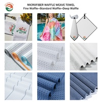 Serviettes gaufrées en microfibre douce à faible MOQ, personnalisables, super absorbantes, séchage rapide, sans sable, pour la plage et la natation – Ventes directes usine EM