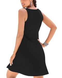 Elegante Abito Estivo Vintage da Donna con Scollo a V, Stampa Bohémien, Senza Maniche, Lunghezza Midi con Paillettes - Product Image 2