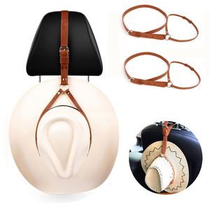PU Leather Hanging Belt <b>Hat</b> Display Rack Storage <b>Stand</b> Adjustable Cowboy <b>Hat</b> Rack Hanger for Car Truck Headrest Home Storage - Product Image 1