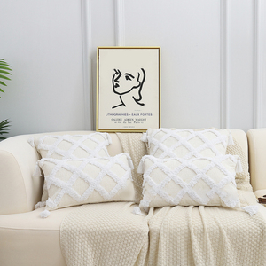 Funda <span class=keywords><strong>de</strong></span> almohada <span class=keywords><strong>de</strong></span> <span class=keywords><strong>lino</strong></span> y poliéster con borlas geométricas, cubierta <span class=keywords><strong>de</strong></span> cojín nórdica para decoración del hogar, disponible - Product Image 6