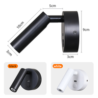 Lampe murale d'hôtel en aluminium 5W Dimmable Angle d'éclairage réglable Lampe de lecture LED de chevet montée en surface