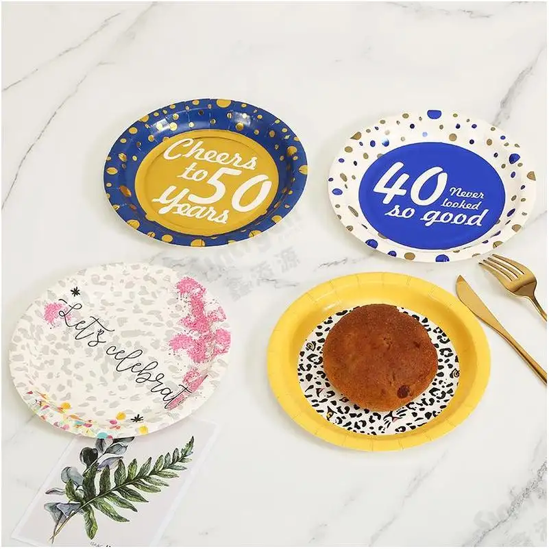 Paper Plates New Arrivals Tableware Low Price Small Floral Gold 3-Compartment Heavy Duty Promotional Latest Paper Plates Scallop