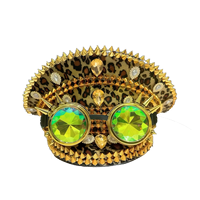 Chapeau de Capitaine Steampunk à Carreaux avec Strass et Pointes, Personnalisé, Unisexe, Décontracté, pour la Plage, Fournitures de Fête de Luxe Thème Burning Man, Vente en Gros, MOQ 3