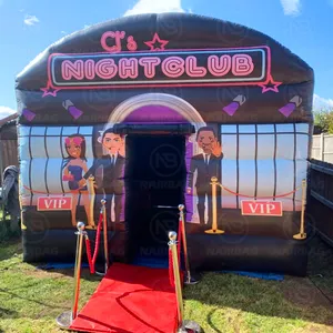 LED disko siyah gece kulübü reklam şişme taşınabilir Vip şişme gece kulübü VIP eğlence çadırı kapı ile