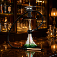 Tige de chicha en alliage d'aluminium à trou unique personnalisée avec base en verre coloré à visser et autres accessoires pour chicha