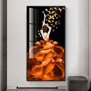 Decoración de Pared Personalizada al por Mayor, Arte Mural de Niña, Pintura en Porcelana de Cristal, Decoración de Pared LED para Sala de Estar - Product Image 1