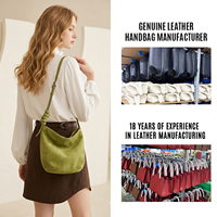 Sac seau en cuir véritable suède cognac OEM ODM pour femme, sac à bandoulière réglable personnalisé