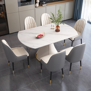 ModHomi Table ronde de luxe en pierre extensible et pliante avec pieds en métal pour salle à manger, restaurant, meubles de cuisine - Product Image 3