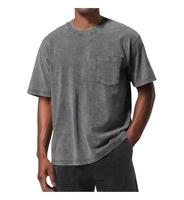 T-shirt en coton délavé pour homme, col rond, épaules tombantes, coupe ample, style rétro, manches courtes, pour l'été et le quotidien