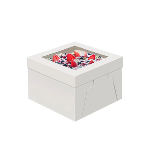 Venta caliente de alta calidad de grado alimenticio Cajas <span class=keywords><strong>Para</strong></span> Pastel blanco cuadrado pastel caja de embalaje con ventana de cartón <span class=keywords><strong>para</strong></span> llevar caja de pastel - Product Image 5