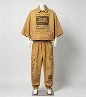 Ensemble de vestes vintage OEM en gros avec système de lavage et effet glitch, impression DTG Kornit, streetwear, fournisseur de premier plan, Y2K Cyber Grunge
