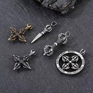 <span class=keywords><strong>Collier</strong></span> pendentif croix Vajra en acier titane, style streetwear, chaîne épaisse pour pull, pour hommes, bijoux de mode unisexe - Product Image 2