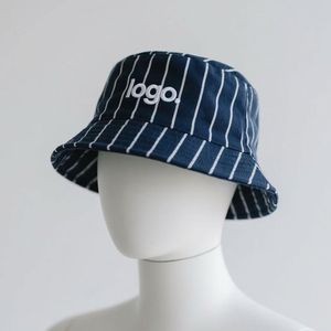 Vente en gros Logo brodé personnalisé Rayures verticales Chapeau seau Designer Hommes Femmes Coton Chapeau seau à large bord - Product Image 6