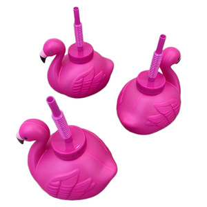 Kreativer Flamingo-förmiger PP Einweg-Öko-Strohhalmbecher mit Strohhalm für den Sommergebrauch - Product Image 5
