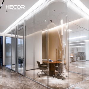 Profilés en aluminium commerciaux modernes personnalisés Isolation acoustique Cloisons murales en <span class=keywords><strong>verre</strong></span> dépoli portable sans cadre pour le bureau - Product Image 1