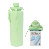 Bouteille d'eau de sport en silicone pliable, portable, pour le voyage en extérieur, le cyclisme, avec fonction de suspension, design moderne et minimaliste, logo