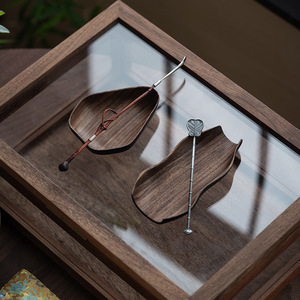 Juego de cucharas de té de madera de nogal, forma plana, cuchara de madera maciza, accesorio práctico para la ceremonia del té - Product Image 4