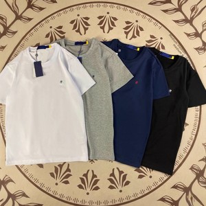 Camiseta de Verano de Manga Corta para Hombre y <span class=keywords><strong>Mujer</strong></span>, Color Sólido, Logotipo Bordado, Camiseta de Algodón para Hombre - Product Image 1