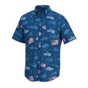 เสื้อเชิ้ตชายหาดแบบมีปก ปกตั้ง ผลิตตามสั่ง (OEM) ผ้าโพลีเอสเตอร์ 100% (21% โพลีเอสเตอร์ 8% สแปนเด็กซ์) แขนสั้น สำหรับตกปลา กันน้ำ - Product Image 5
